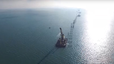 Первое видео со строительства Керченского моста в 2016 году