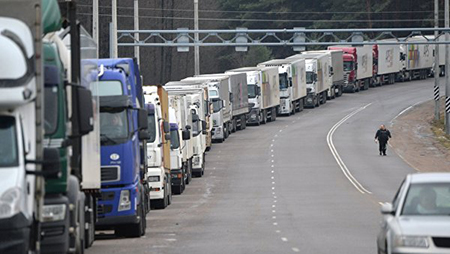 На границе Литвы и Беларуси образовалась очередь из грузовиков